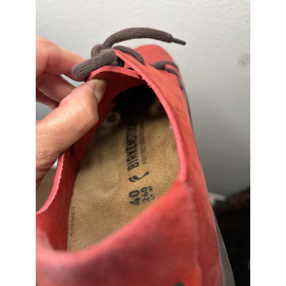 Birkenstock Montana Red Nubuck Leather Lace Up Shoes Men Womens EU40 L9 M7 - Picture 5 of 11